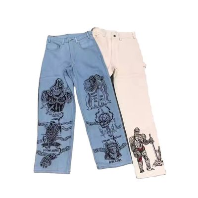 Diseño RTS Custom Jeans sueltos de denim con bolsas para hombres y mujeres Jeans de novio ajustados