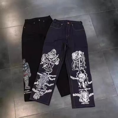 Diseño RTS Custom Jeans sueltos de denim con bolsas para hombres y mujeres Jeans de novio ajustados