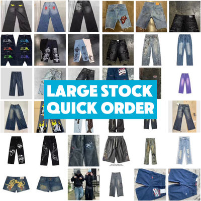 Diseño RTS Custom Jeans sueltos de denim con bolsas para hombres y mujeres Jeans de novio ajustados