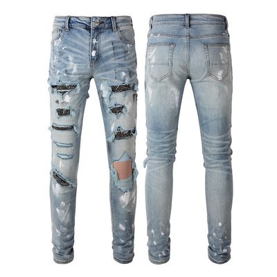 Cristales de moda de denim de piedra rígida Rivets de corte de botas Jeans con material lavable