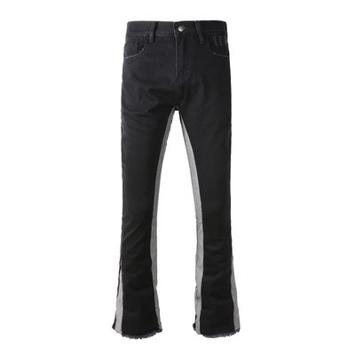 Pantalones de hombre con parche de estiramiento de denim de pantalones vaqueros con acabado delgado y angustiado