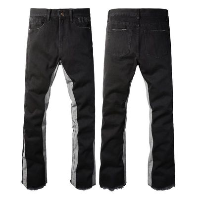 Pantalones de hombre con parche de estiramiento de denim de pantalones vaqueros con acabado delgado y angustiado