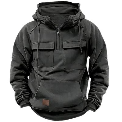 Pullover de color sólido para hombres con capucha con sudadera casual abrigo para otoño e invierno R