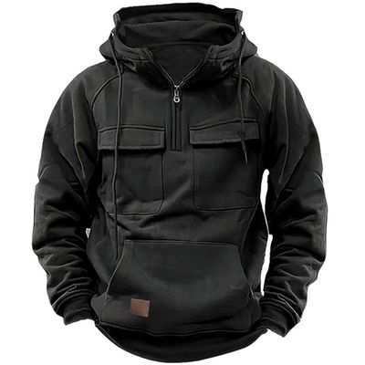 Pullover de color sólido para hombres con capucha con sudadera casual abrigo para otoño e invierno R