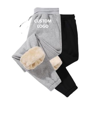 Estilo casual cordón de tira cintura de invierno grueso sherpa fleece corredores de sudadera para hombres