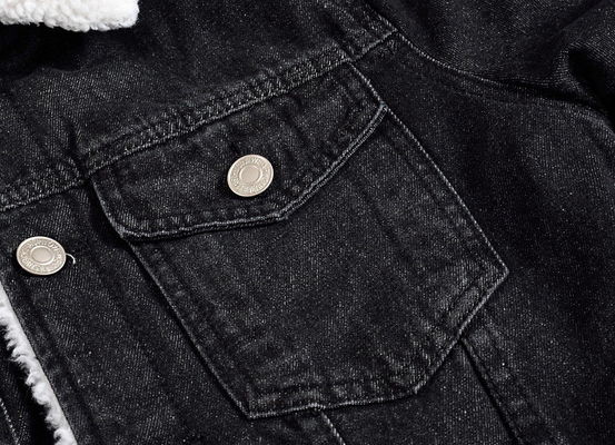 Hoodie de terciopelo de hombre abrigo de denim de invierno de talla más grande negro delgado ajuste grueso chaqueta de lana de piel de cordero