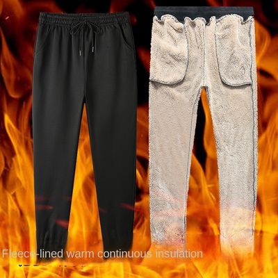 Estilo casual cordón de tira cintura de invierno grueso sherpa fleece corredores de sudadera para hombres