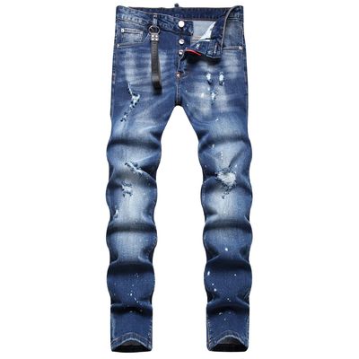 Jeans de cintura delgada con calcomanías de impresión digital