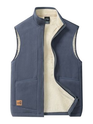 Large Size Casual All-Match Trendy Coat Vestido de hombre con forro de lana y cuello de pie