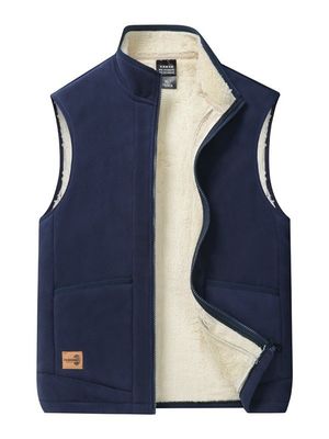Large Size Casual All-Match Trendy Coat Vestido de hombre con forro de lana y cuello de pie