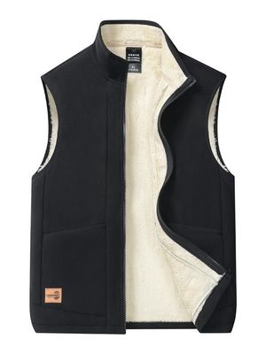 Large Size Casual All-Match Trendy Coat Vestido de hombre con forro de lana y cuello de pie