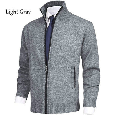 Primavera Collar de rebanada chaleco de punto de hombre suéter de tamaño grande cardigan de moda cremallera