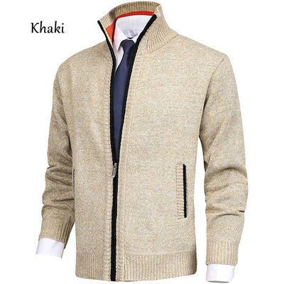 Primavera Collar de rebanada chaleco de punto de hombre suéter de tamaño grande cardigan de moda cremallera