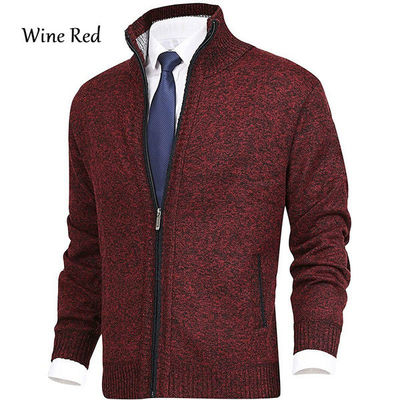 Primavera Collar de rebanada chaleco de punto de hombre suéter de tamaño grande cardigan de moda cremallera