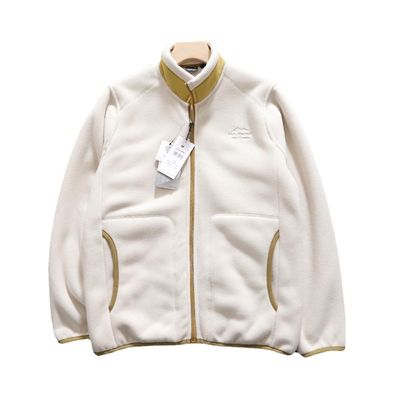 Vello polar bordado Unisex engrosado collar de apoyo caliente chaqueta masculina abrigo de punto
