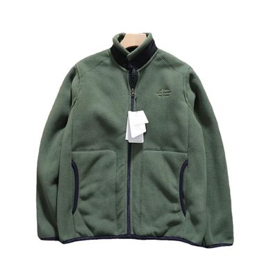 Vello polar bordado Unisex engrosado collar de apoyo caliente chaqueta masculina abrigo de punto