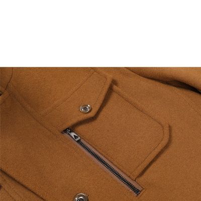 Abrigos de lana para hombres de cuello de doble capa con tejido de lana tejida y decoración vintage