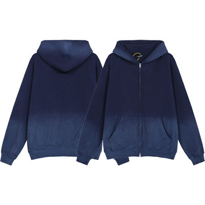 Vintage Zip Up Acid Wash Hoodies para hombres Camisetas con manga regular