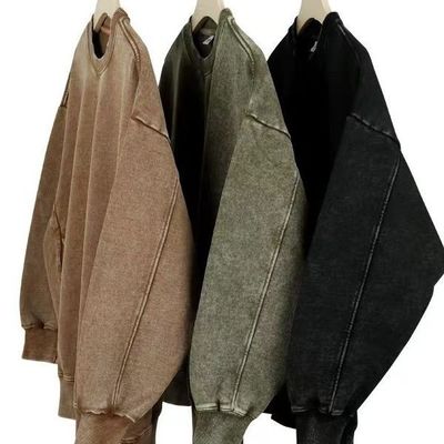Anti-pilling de 350 gramos Francés Terry Vintage con capucha Traje para hombres de profesionales