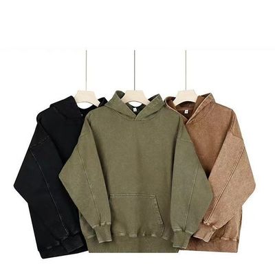 Anti-pilling de 350 gramos Francés Terry Vintage con capucha Traje para hombres de profesionales
