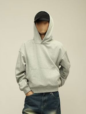 Camisetas con capucha de lana para hombres de algodón de peso pesado cortado hombro con caja Trajes deportivos con capucha para hombres