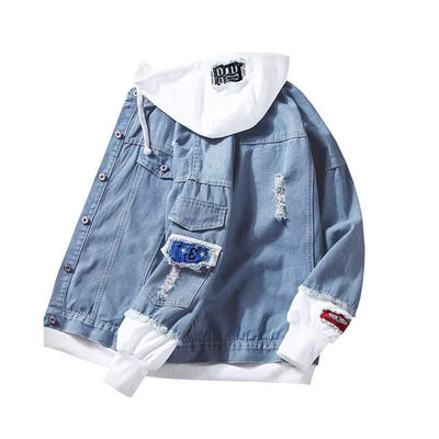 Trajes para hombres de denim de dos piezas con parches de letras de chenilia