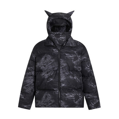 Cuerno del Diablo Enmascarado Negro Encapuchado Abrigos de Invierno Blazer Bomber Jacket Burbuja Nieve Windbreaker Para Hombres