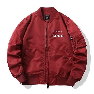 Chaqueta con cremallera de moda MA1 para hombres con bordados personalizados