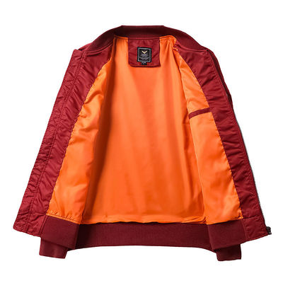 Chaqueta con cremallera de moda MA1 para hombres con bordados personalizados