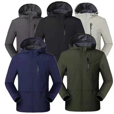Chaqueta de safari con cremallera de costumbre de espesor de color de chaqueta de rompevientos tejida chaqueta masculina táctica abrigo