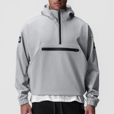 Mujeres Cuarto Zip Softshell Hood impermeable contra viento chaqueta de correr de nylon Spandex