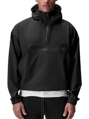 Mujeres Cuarto Zip Softshell Hood impermeable contra viento chaqueta de correr de nylon Spandex