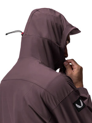 Mujeres Cuarto Zip Softshell Hood impermeable contra viento chaqueta de correr de nylon Spandex
