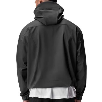 Mujeres Cuarto Zip Softshell Hood impermeable contra viento chaqueta de correr de nylon Spandex