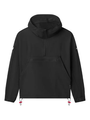 Mujeres Cuarto Zip Softshell Hood impermeable contra viento chaqueta de correr de nylon Spandex